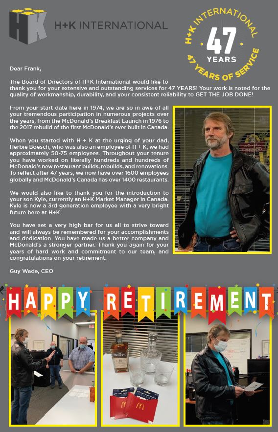 Frank Boesch Retirement Party May 28, 2021